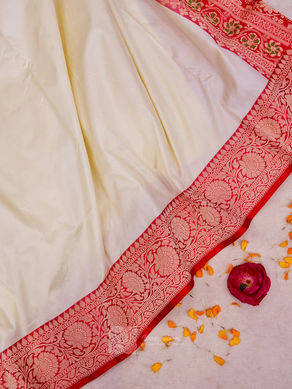 Off white Pure Katan Silk Handloom Saree