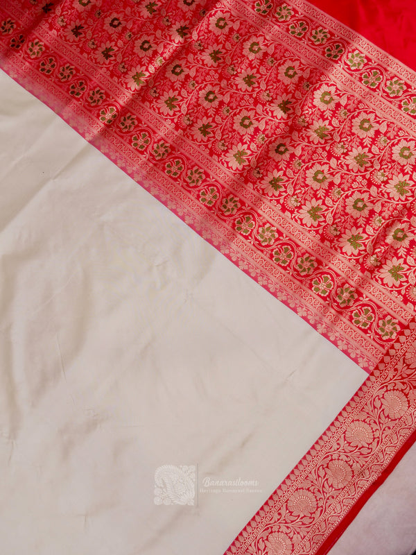 Off white Pure Katan Silk Handloom Saree