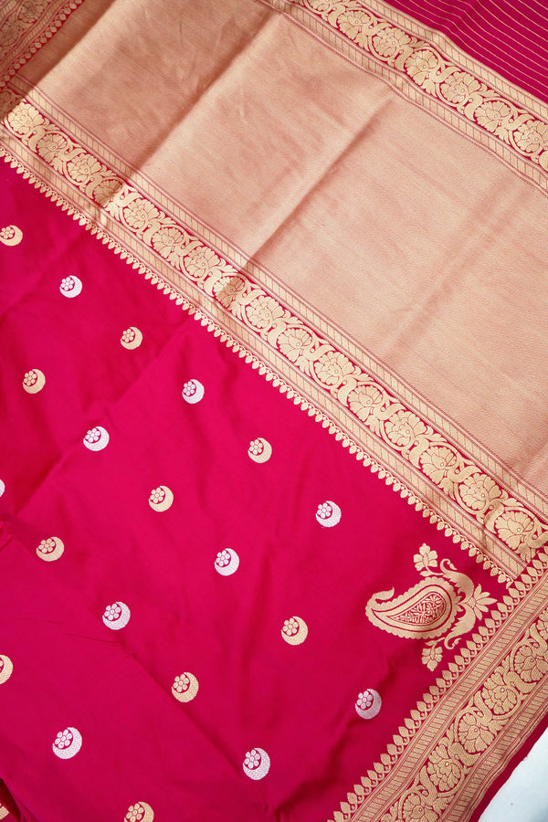 Rani Pure Katan Silk Kadhua Booti Saree Handloom