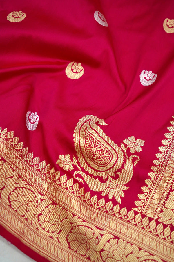 Rani Pure Katan Silk Kadhua Booti Saree Handloom