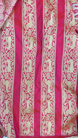 Lehenga Pure Katan Silk Handwoven Unstitched Rani Color