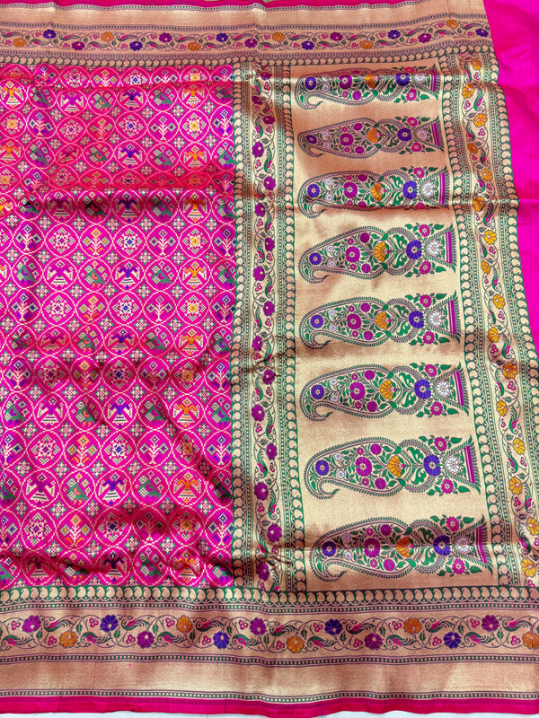 Pure Katan Silk Saree with Multi Meena Paithani Border