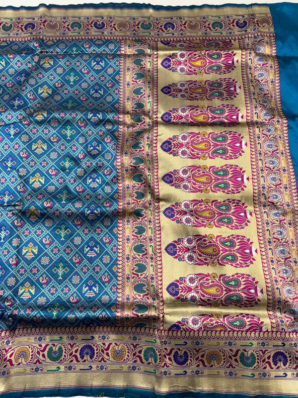 Pure Katan Silk Saree with Multi Meena Paithani Border