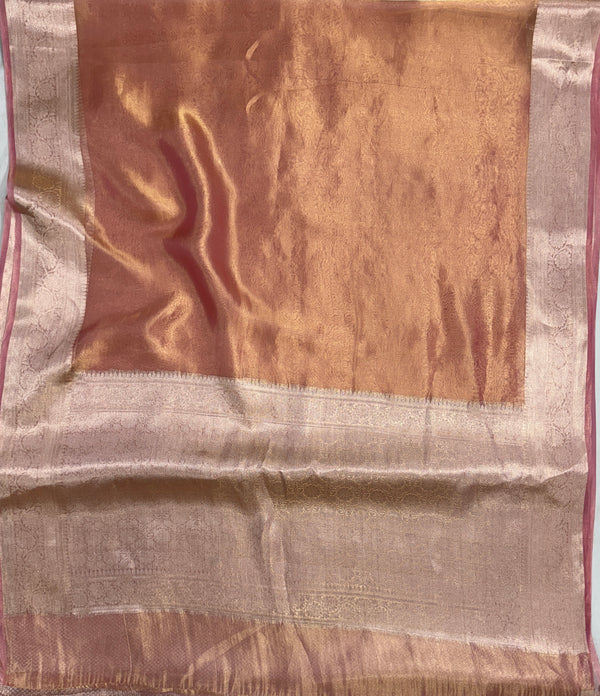 Pure Tissue Plain Saree with Golden Border