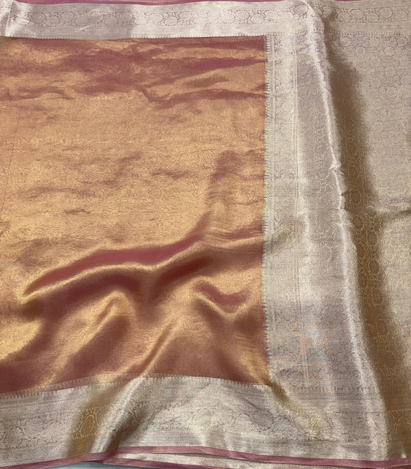 Pure Tissue Plain Saree with Golden Border