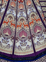 Dark Violet Unstitched Lehenga Pure Katan Silk