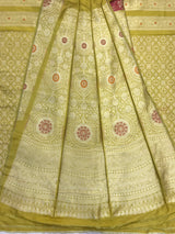 Yellow Unstitched Lehnga Pure Katan Silk