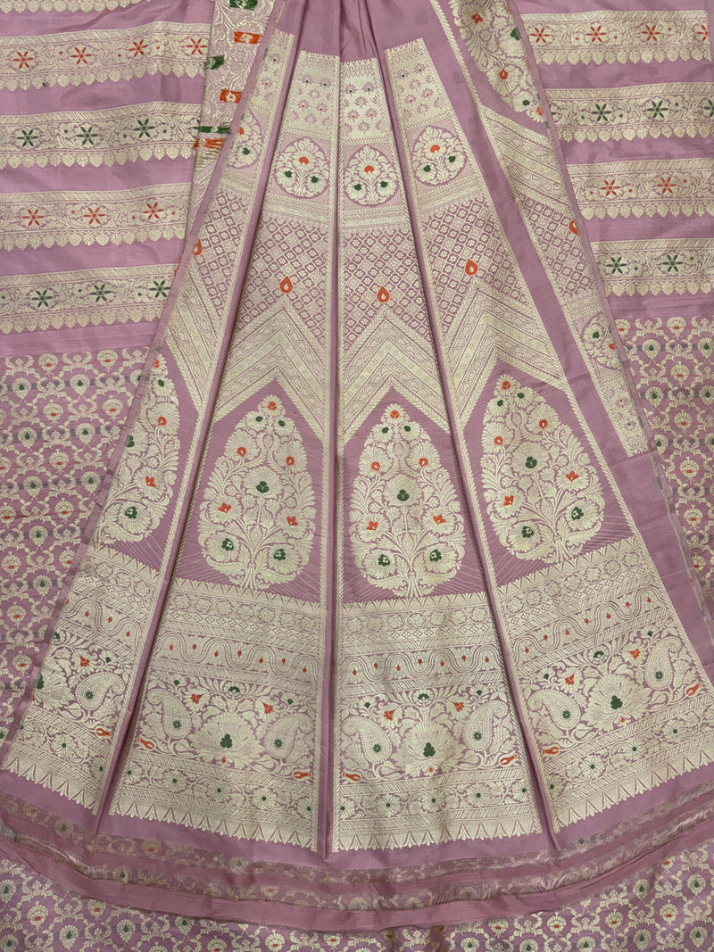 Lilac Unstitched Lehnga Pure Katan Silk