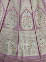 Lilac Unstitched Lehnga Pure Katan Silk