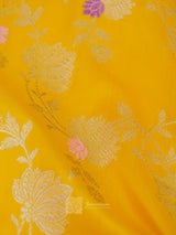 Pure Katan Silk Yellow Gold Kadhwa Jangla Handloom Saree
