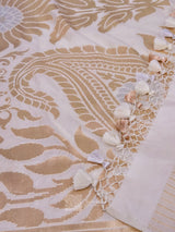 Off white Pure Katan Silk handloom Saree
