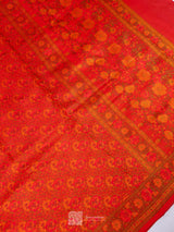 Red Pure Katan Silk Jamewar Handloom Saree