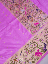 Lilac Pure Katan Silk Paithani Saree