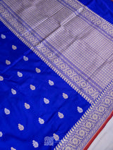 Blue Pure Katan Silk Kadhua Booti Handloom Saree