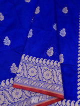 Blue Pure Katan Silk Kadhua Booti Handloom Saree