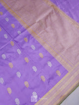 Light Voilet Pure Katan Silk Kadhua Booti Handloom Saree