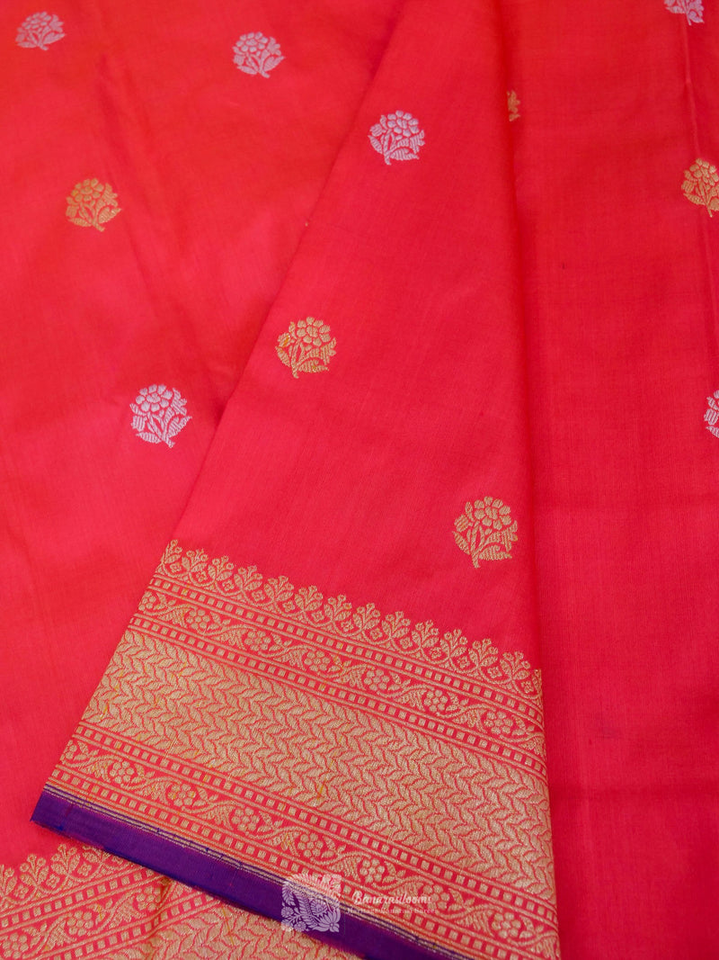 Pink Pure Katan Silk Kadhua Booti Handloom Saree