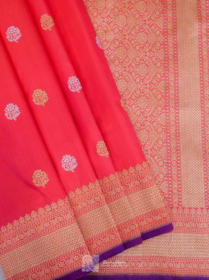 Pink Pure Katan Silk Kadhua Booti Handloom Saree