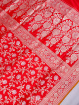 Red Pure Katan Silk Kadhua Booti Handloom Saree (Pre Order )