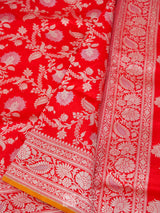 Red Pure Katan Silk Kadhua Booti Handloom Saree (Pre Order )