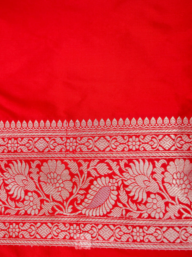 Red Pure Katan Silk Kadhua Booti Handloom Saree (Pre Order )