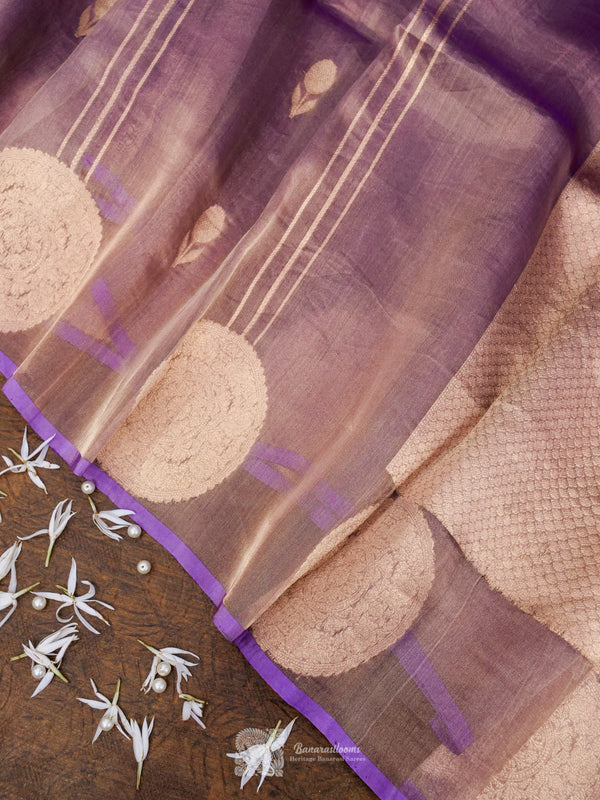 Lavender Pure Tissue Kadhua Booti Saree