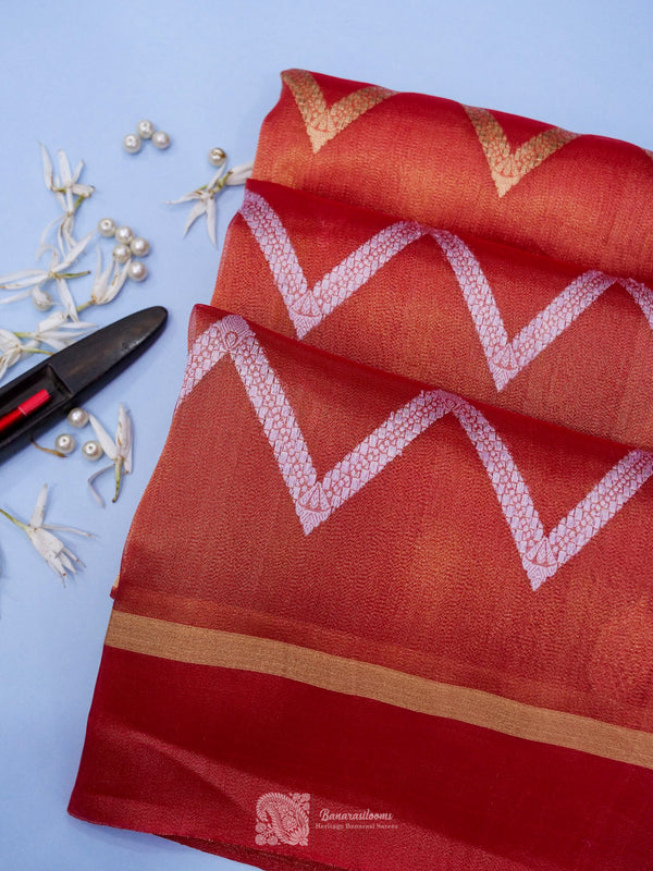 Red Pure Tissue Kadhua Handloom Saree