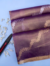 Purple Pure Tissue Kadhua Stripe Handloom Saree