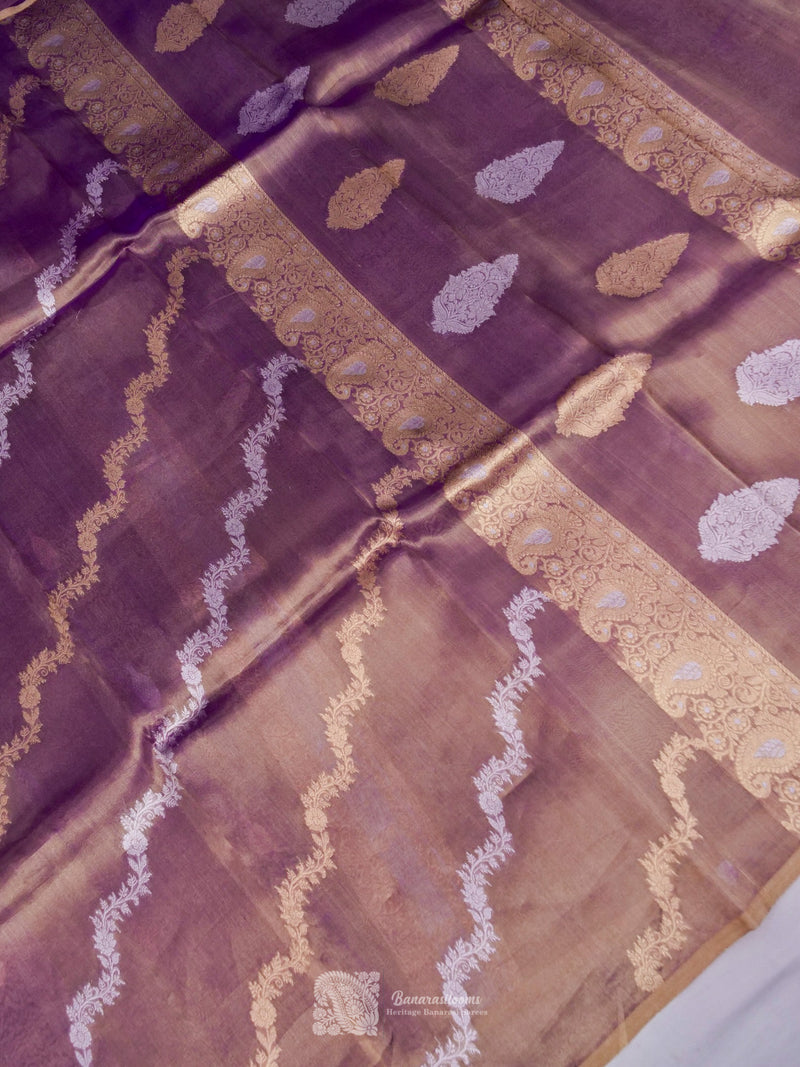 Purple Pure Tissue Kadhua Stripe Handloom Saree