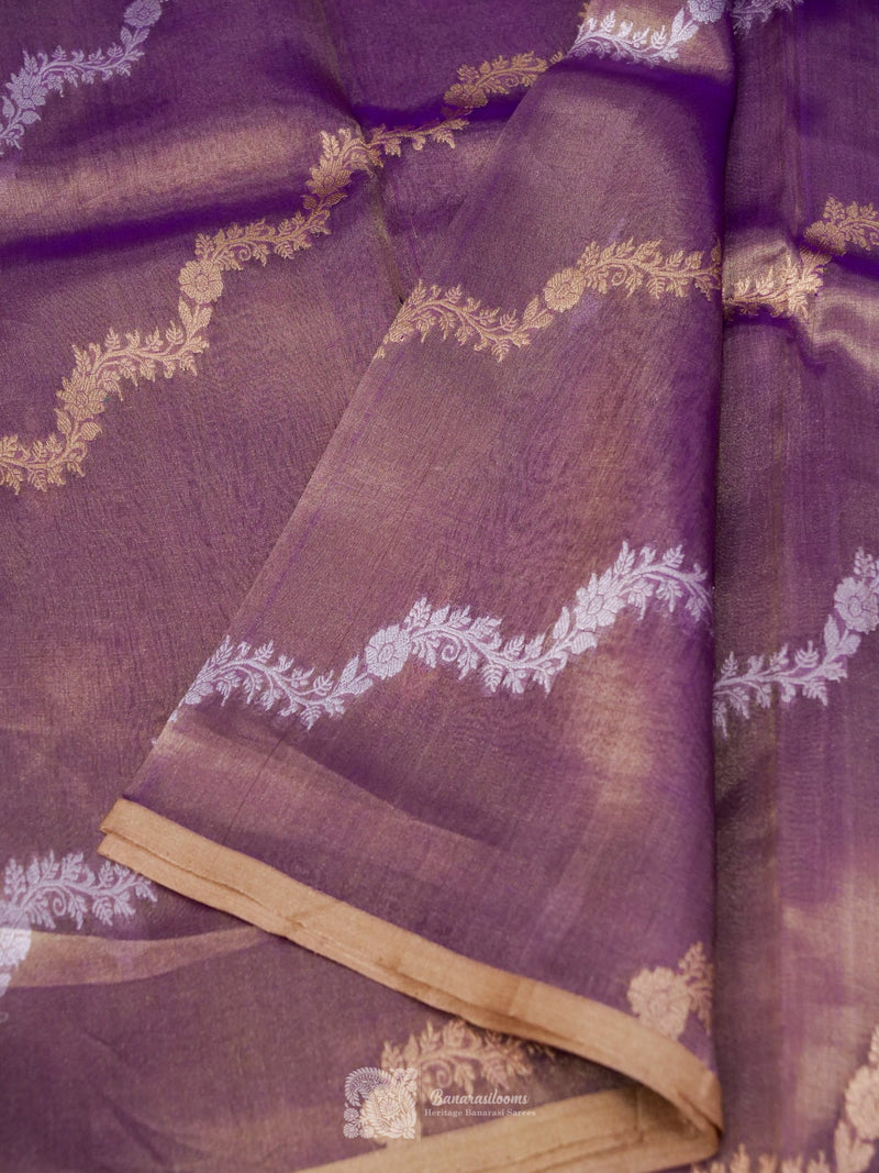 Purple Pure Tissue Kadhua Stripe Handloom Saree