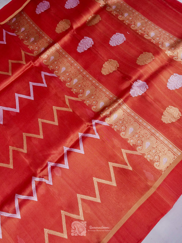 Red Pure Tissue Kadhua Handloom Saree