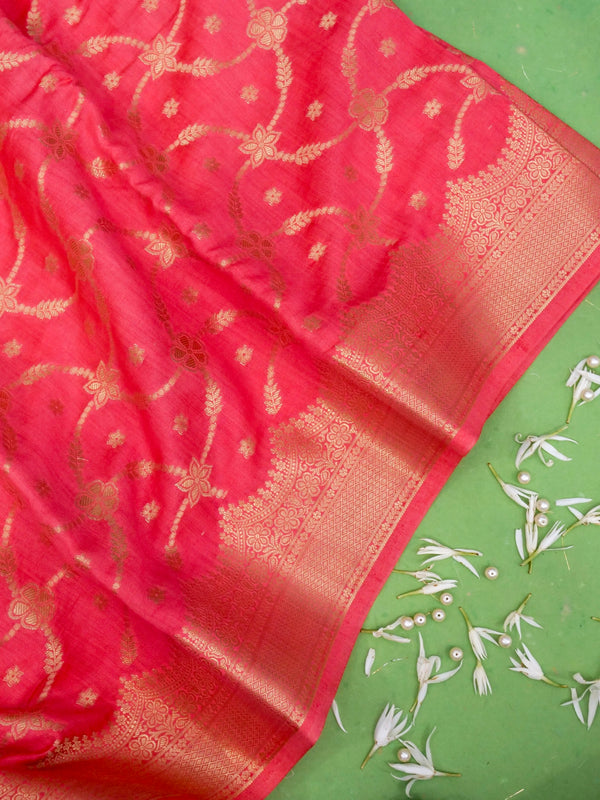 Pure Pink Chiniya Banarasi Silk Saree