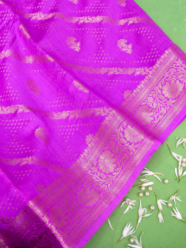 Pure Purple Chiniya Silk Banarasi Saree