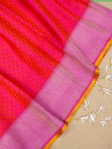 Rani Pink Katan Silk Tanchui Handloom Saree