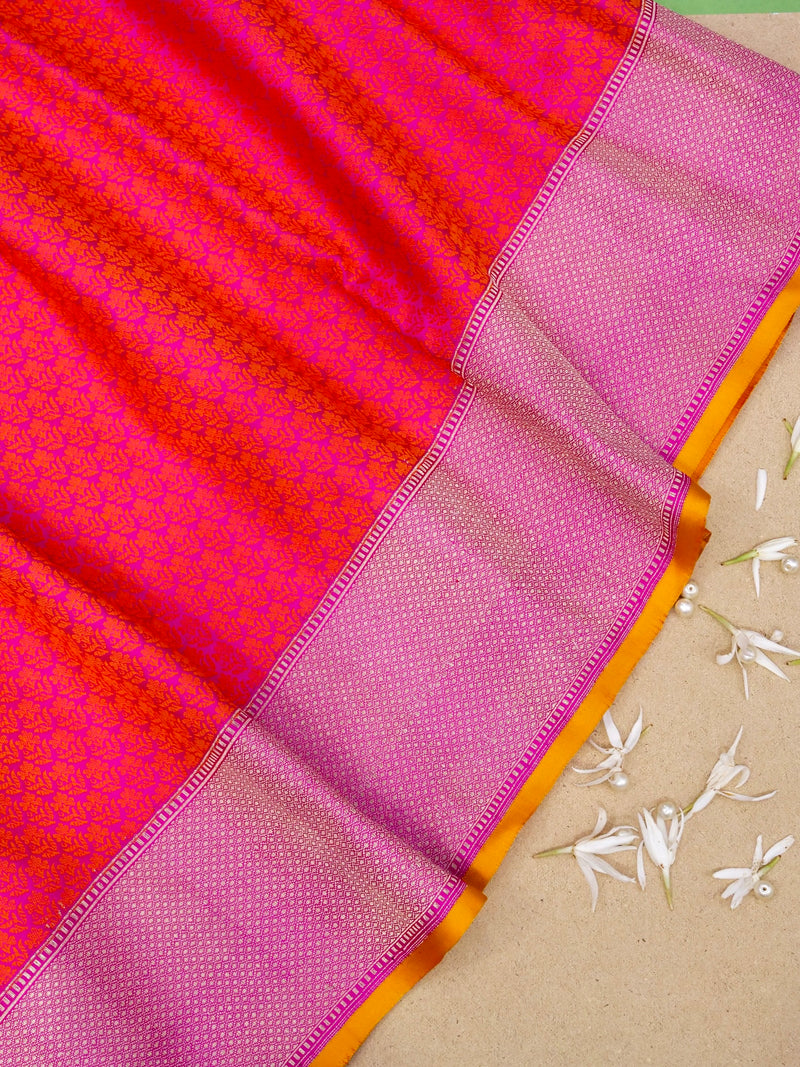 Rani Pink Katan Silk Tanchui Handloom Saree