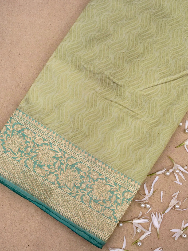 Light Green Pure Katan Silk Tanchui Handloom Saree