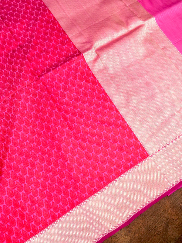 Rani Pink Katan Silk Tanchui Handloom Saree