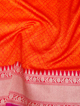 Orange Pure Katan Silk Tanchui Handloom Saree