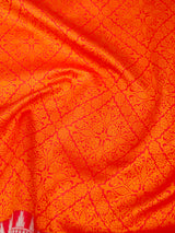 Orange Pure Katan Silk Tanchui Handloom Saree