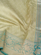 Light Green Pure Katan Silk Tanchui Handloom Saree