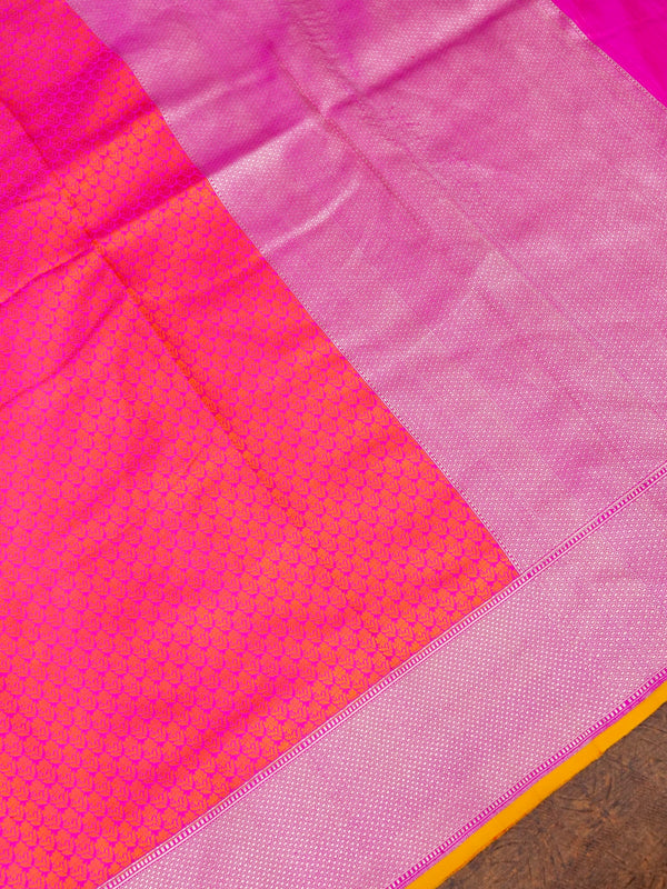 Rani Pink Katan Silk Tanchui Handloom Saree