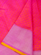 Rani Pink Katan Silk Tanchui Handloom Saree