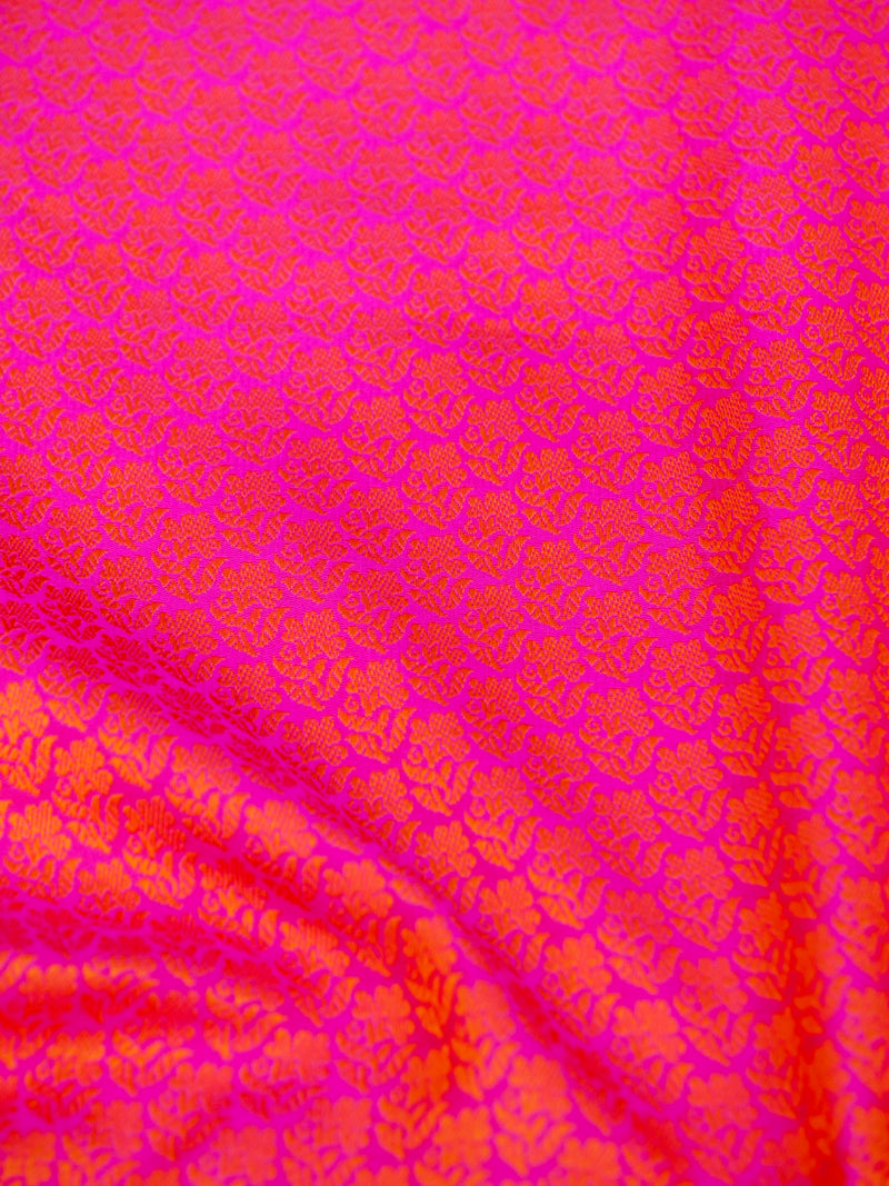 Rani Pink Katan Silk Tanchui Handloom Saree