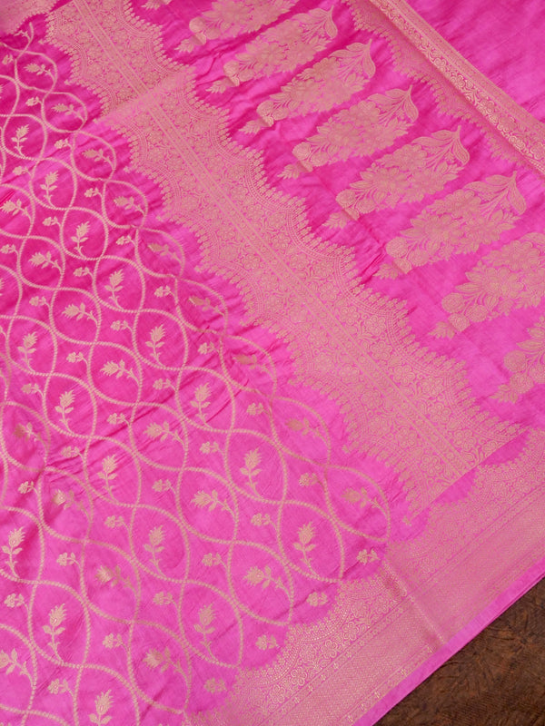 Pure Rani Pink Chiniya Silk Banarasi Saree