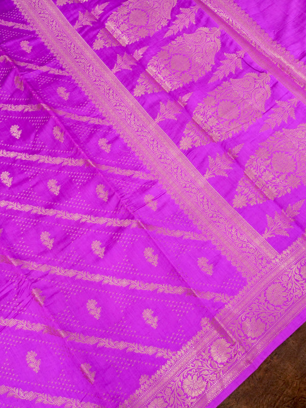 Pure Purple Chiniya Silk Banarasi Saree