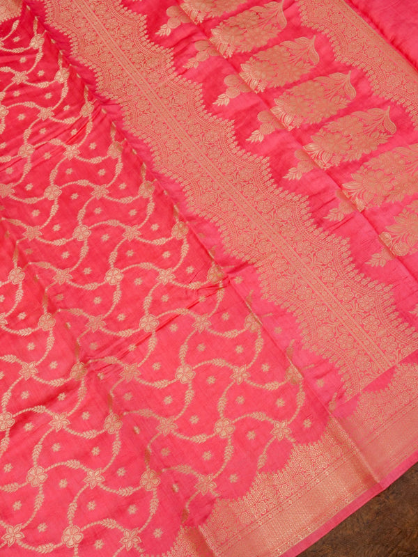 Pure Pink Chiniya Banarasi Silk Saree