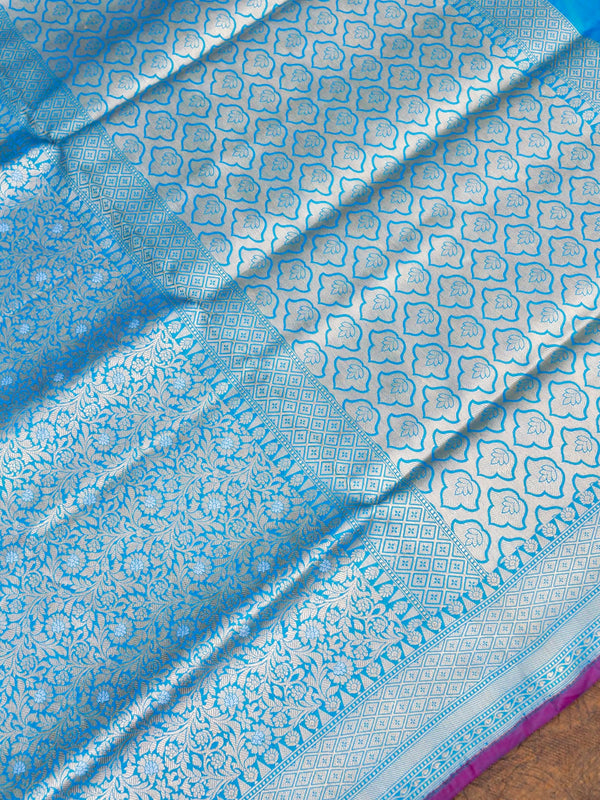 Blue Pure Katan Silk Handloom Saree