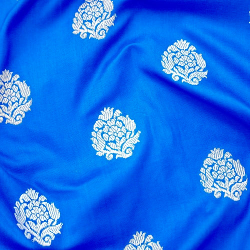 Royal Blue Katan Silk Kahua Booti Saree Handloom