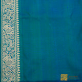 Bluish Green Pure Katan Silk Shikargah Handloom Saree(PRE ORDER TIME -4-6 WEEKS)