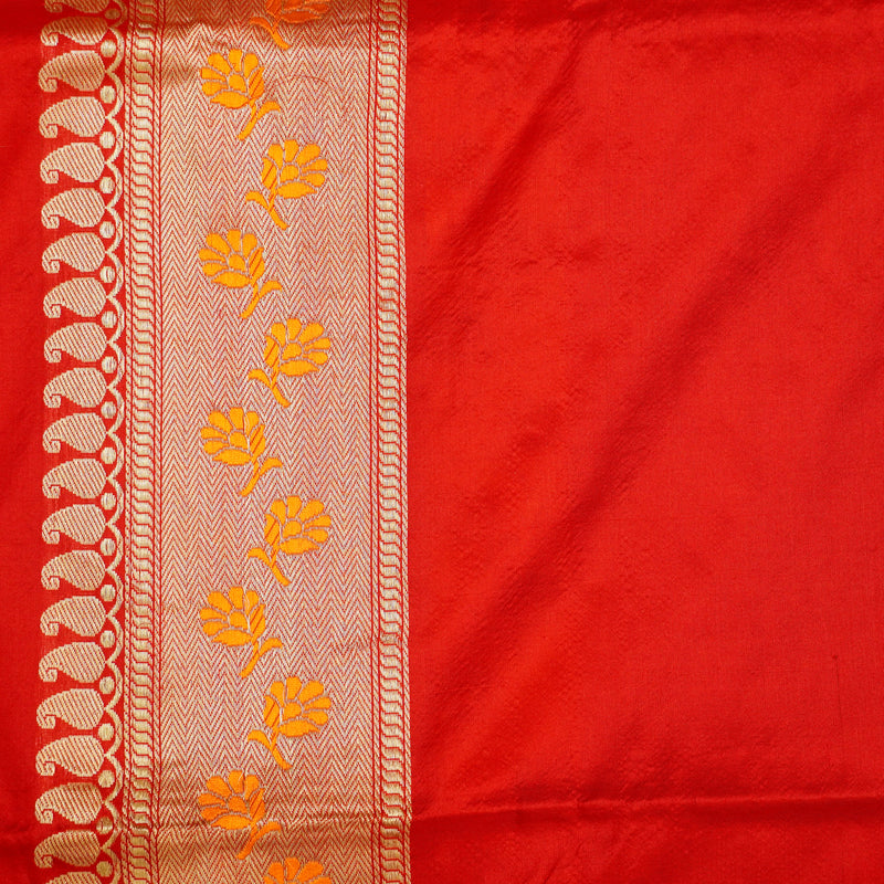 Red Pure Katan Silk Kadhuan Saree Handloom